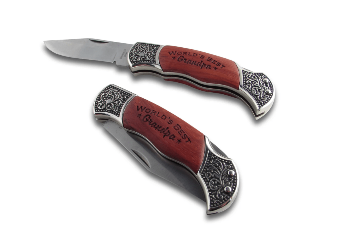 Unique Personalized World's Best Dad Knife Customized Gifts for Men by Groovy Guy