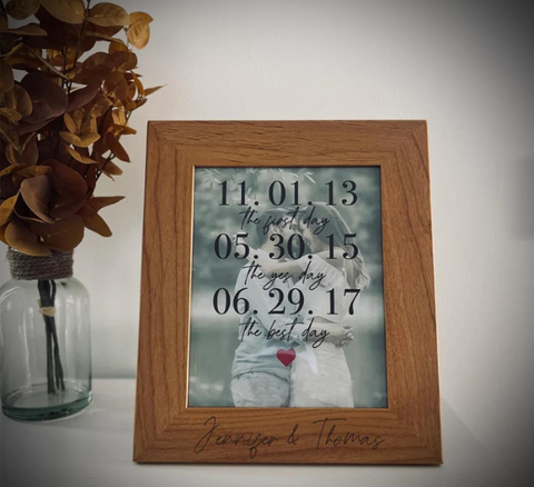 5th Anniversary Gift PERSONALIZED Wood Wooden 5 Year Gift Her Him Couple  Husband