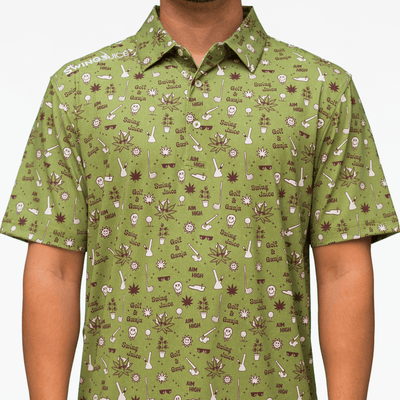 Spiral Green Tie Dye Men's Golf Shirts