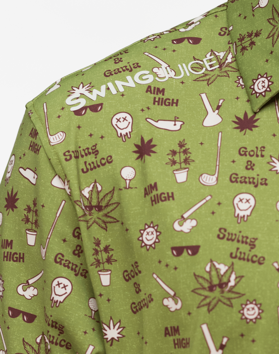 Unique Personalized Golf Golf & Ganja Allover Men's Polo Customized Golf Gifts for Men by Groovy Guy