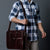 Unique Personalized Croco Leather Computer Bag, Dark Brown Customized Gifts for Men by Groovy Guy