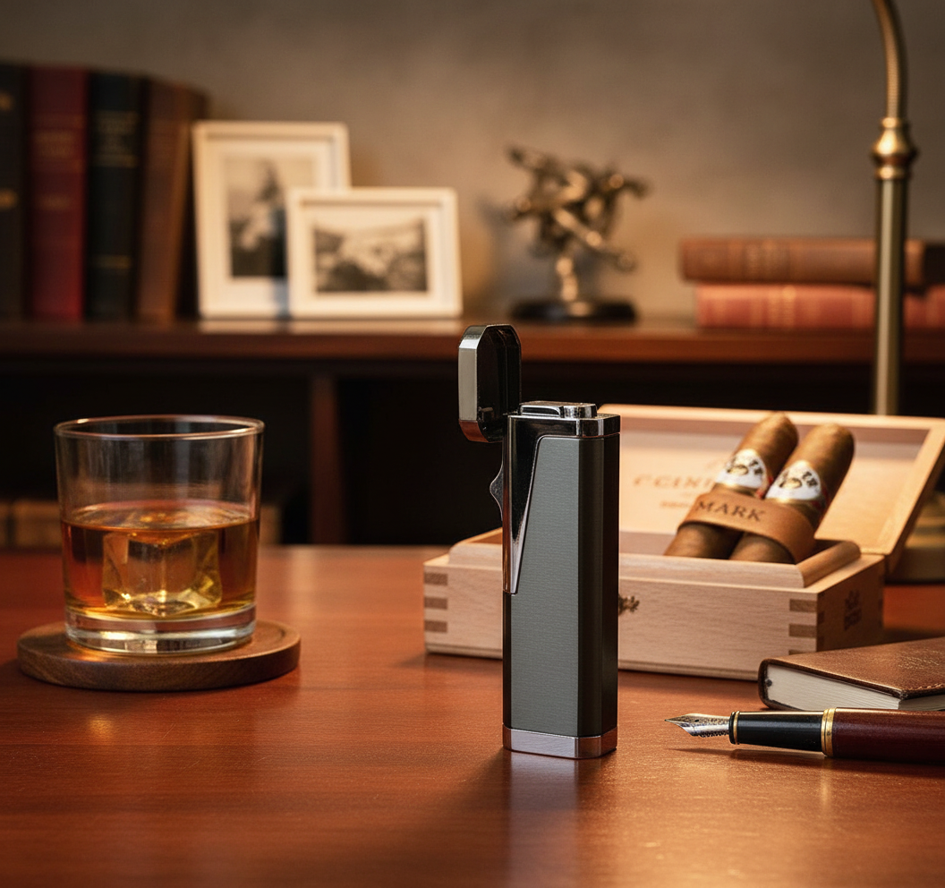Cigar Torch Lighter with Built-In Cutter