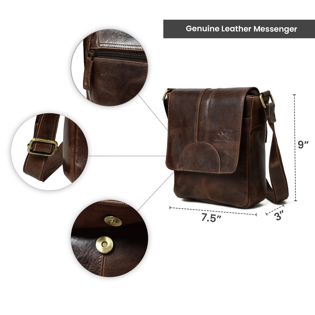 Unique Personalized Cocoa Classic Messenger Bag Customized Gifts for Men by Groovy Guy