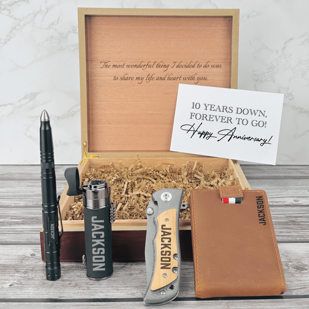 Unique Personalized Eternal Harmony 10 Year Anniversary Gift Set Customized Anniversary Gifts for Men by Groovy Guy