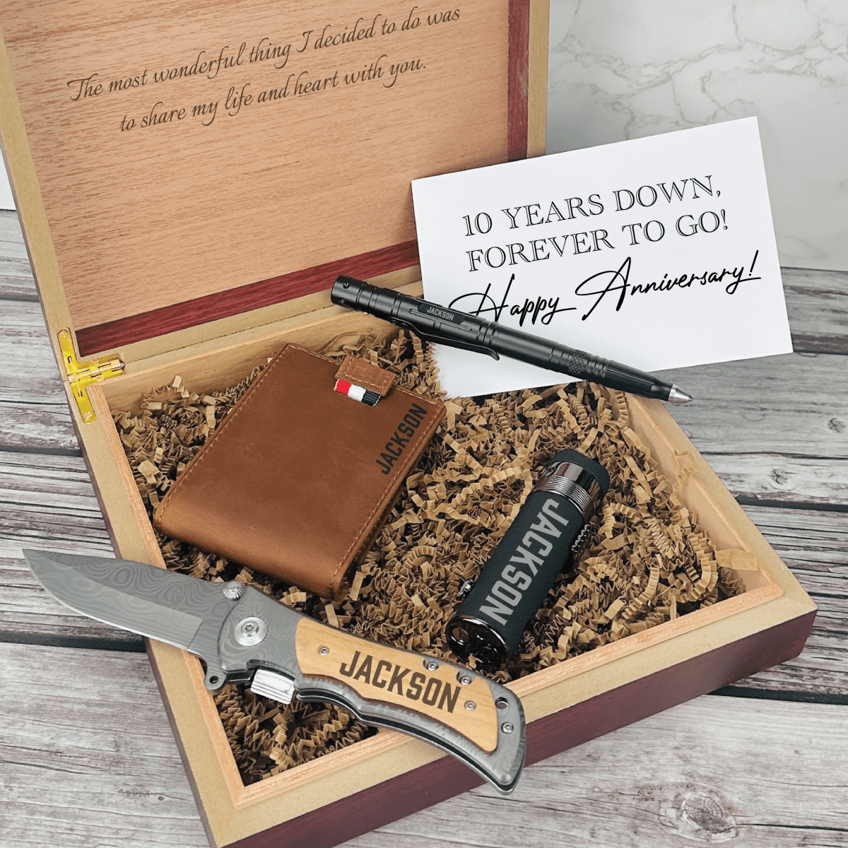 Unique Personalized Eternal Harmony 10 Year Anniversary Gift Set Customized Anniversary Gifts for Men by Groovy Guy
