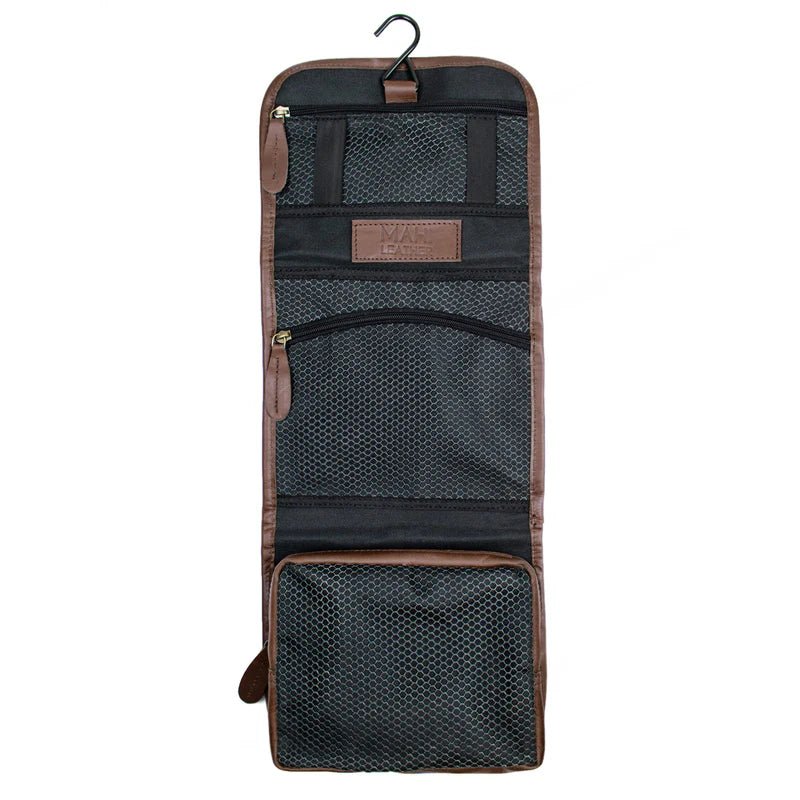 Unique Personalized Leather Hanging Wash Bag Customized Dopp Kit Gifts for Men by Groovy Guy
