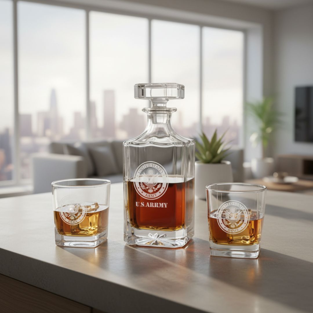 Military Whiskey Decanter Set