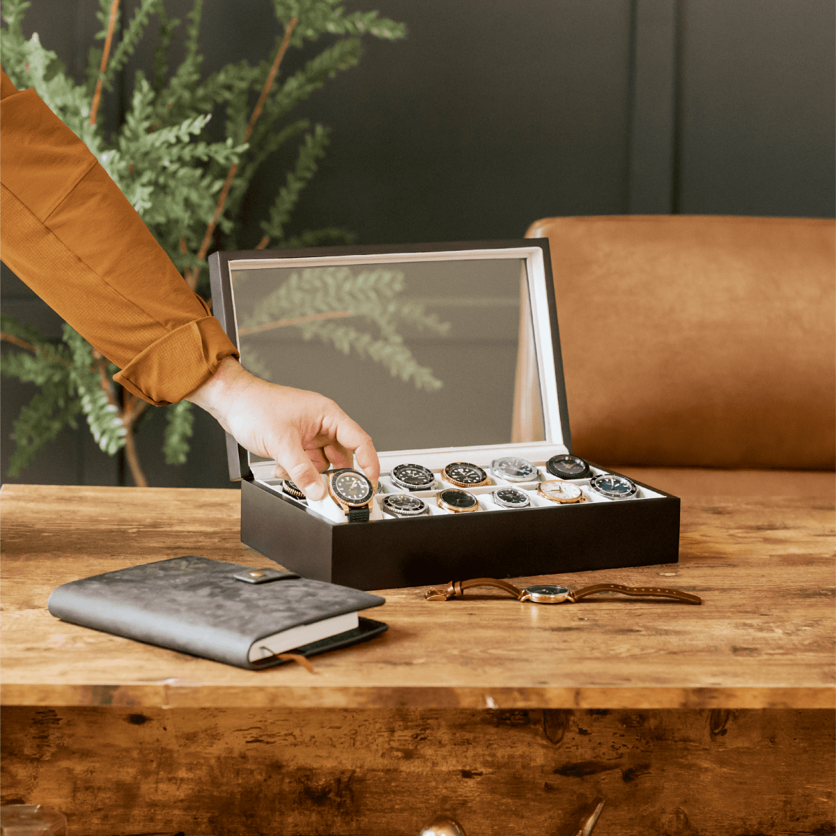 Unique Personalized Solid Wood Watch Box - 12 Slot Customized watch box Gifts for Men by Groovy Guy