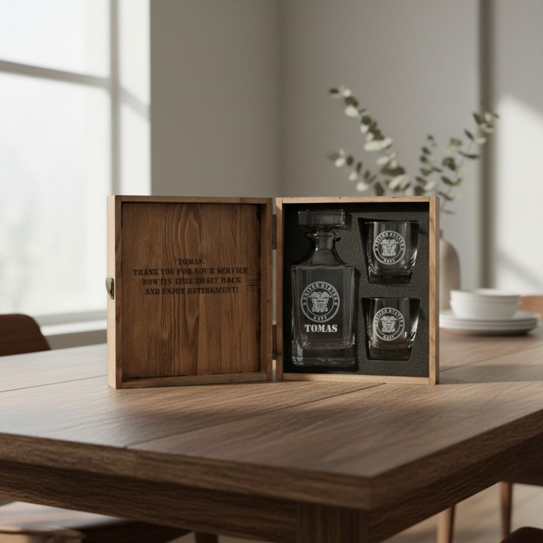 Military Whiskey Decanter Set