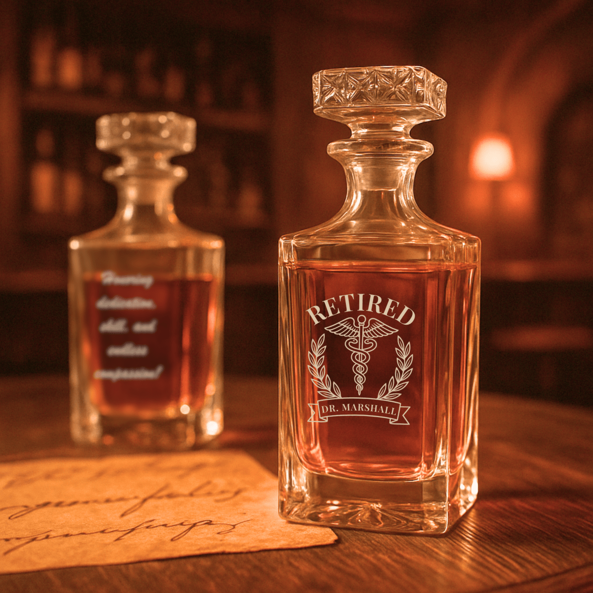 Unique Personalized Doctor Retirement Decanter Customized Decanter Set Gifts for Men by Groovy Guy