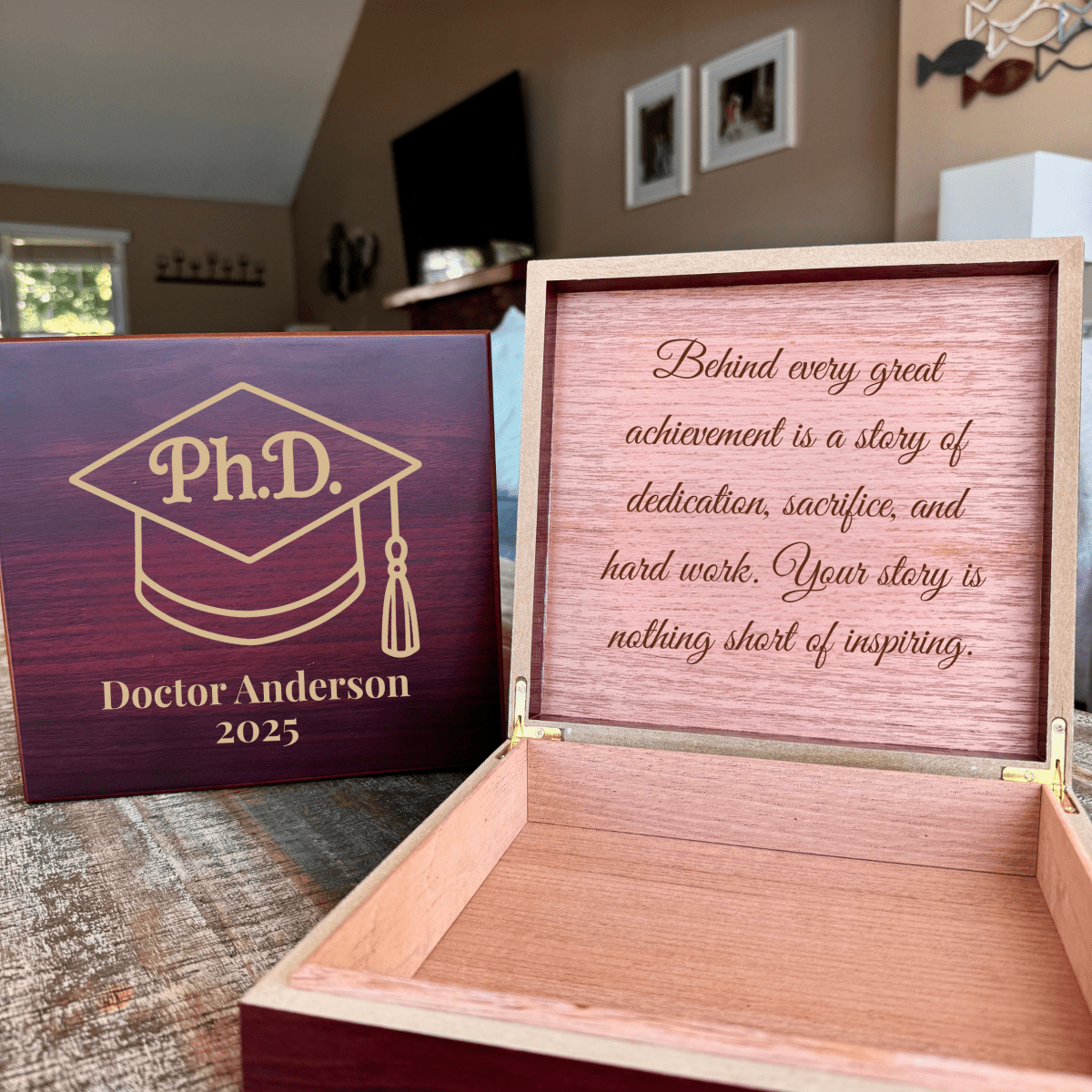 Unique Personalized The PhD Milestone Keepsake Box Customized Gifts for Men by Groovy Guy
