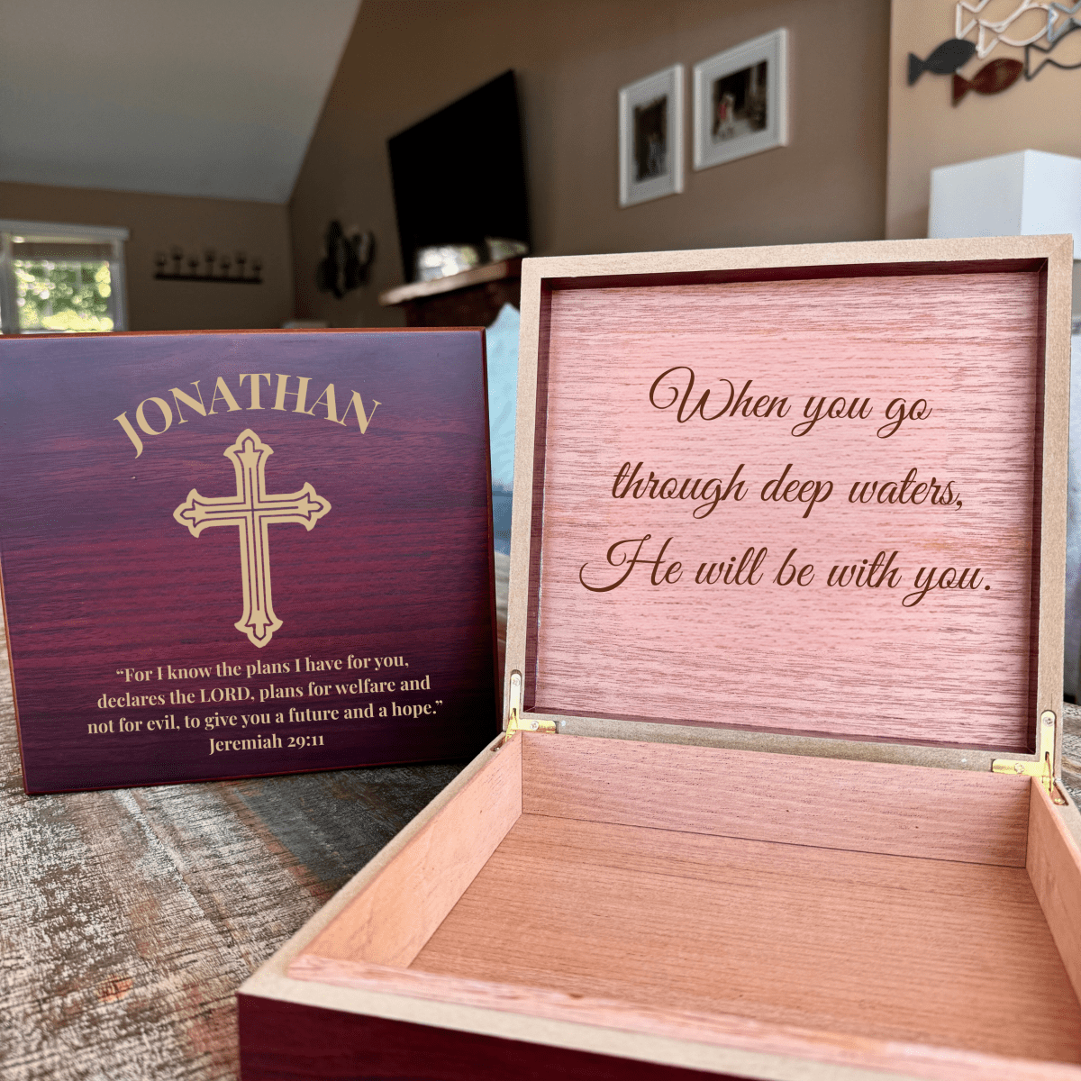 Unique Personalized Faithful Christian Keepsake Box Customized Gifts for Men by Groovy Guy