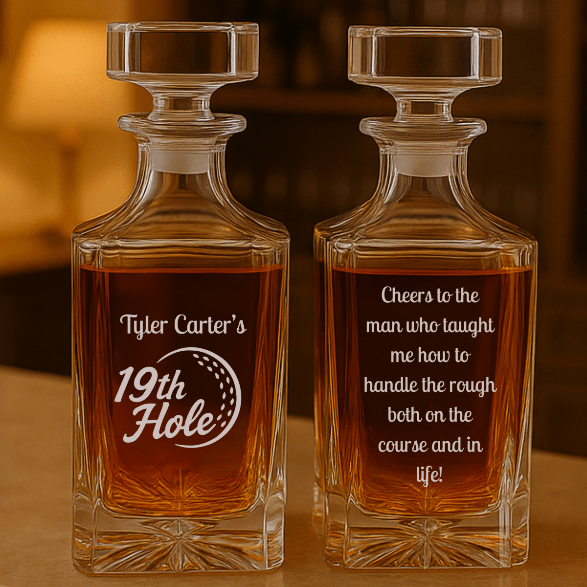 Unique Personalized The 19th Hole Reserve Decanter Customized Retirement Gifts for Men by Groovy Guy