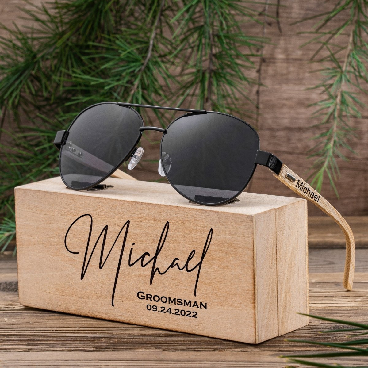 Unique Personalized UV Aviators Customized Sunglasses Gifts for Men by Groovy Guy