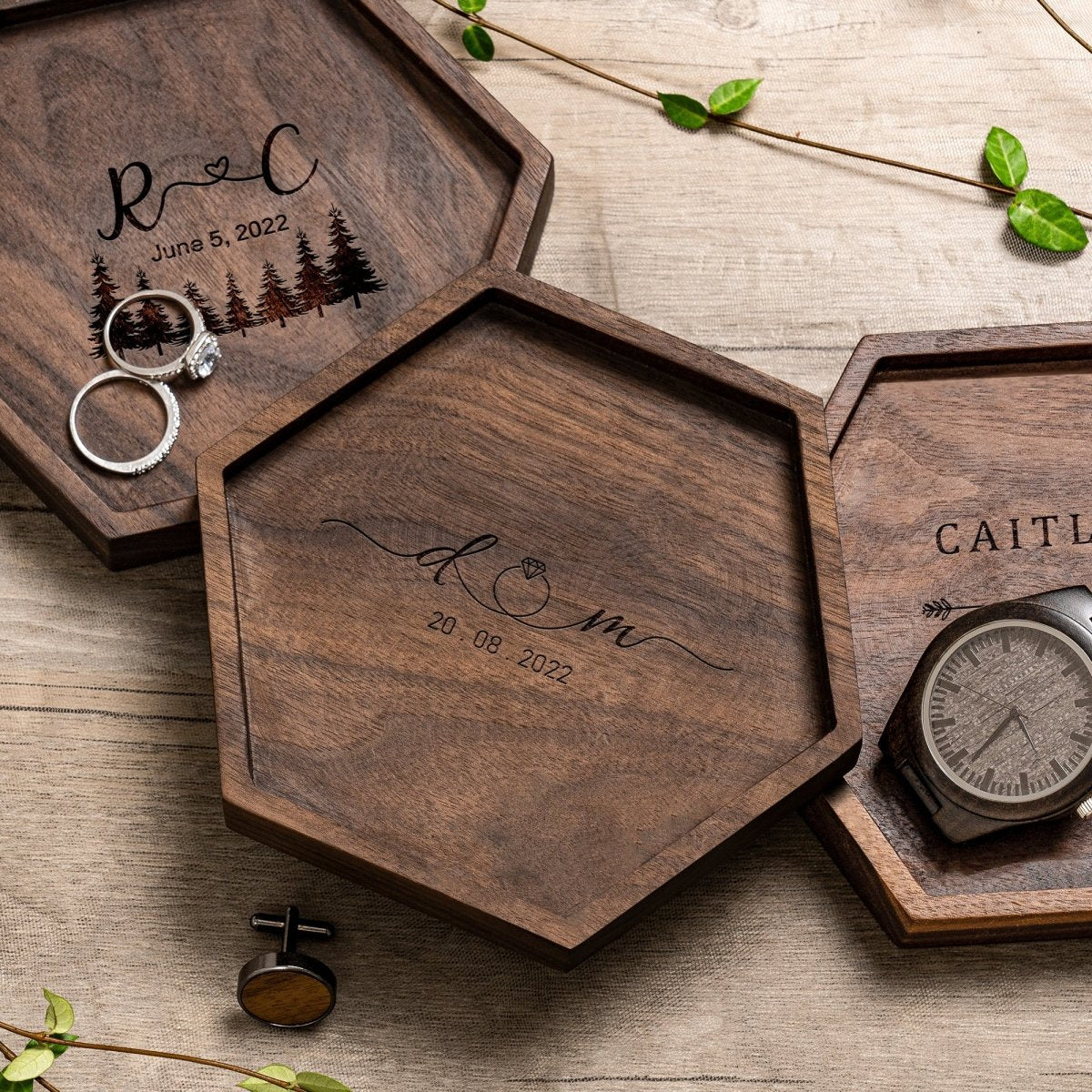 Unique Personalized Wooden Love Hexagon Valet Tray Customized Valet Tray Gifts for Men by Groovy Guy