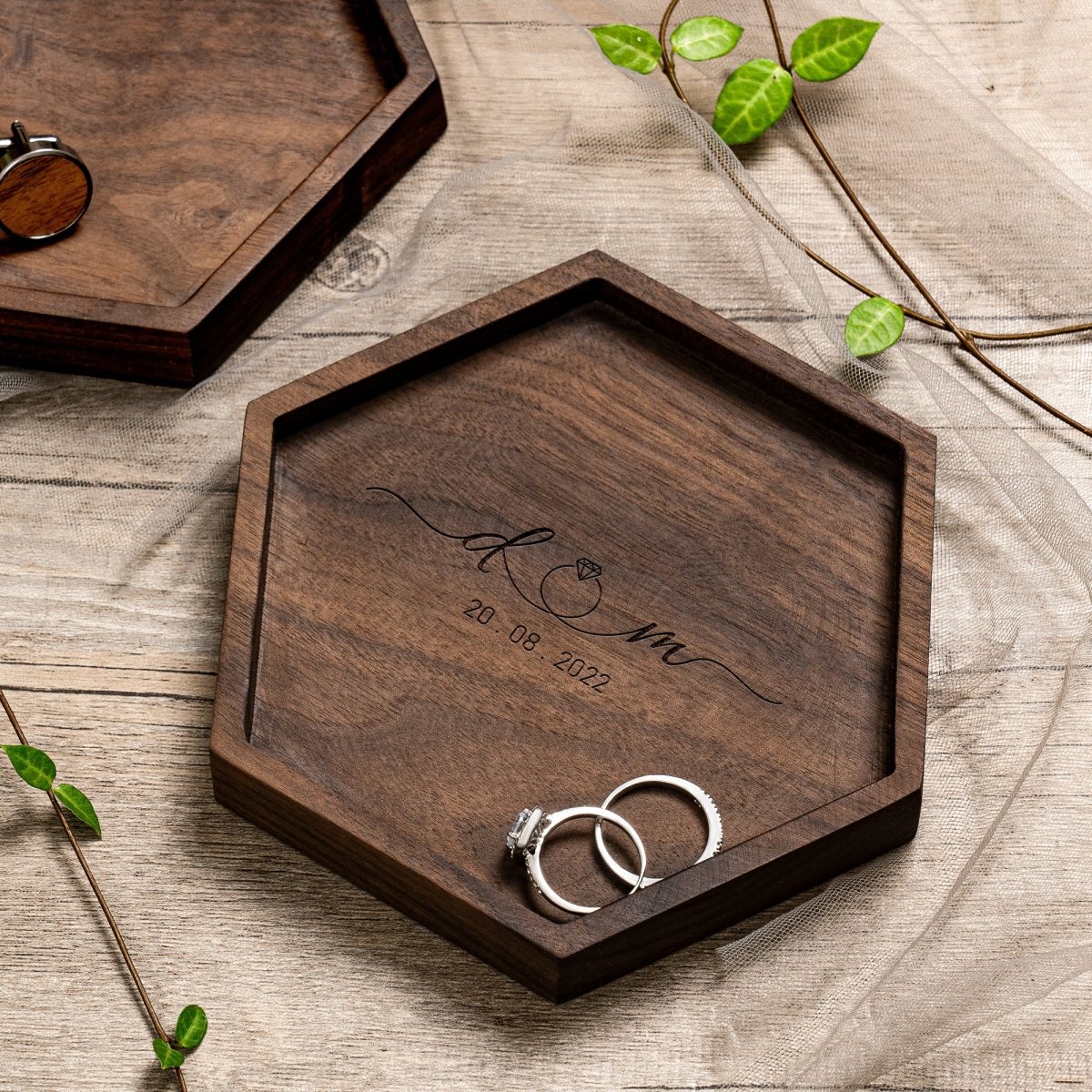 Unique Personalized Wooden Love Hexagon Valet Tray Customized Valet Tray Gifts for Men by Groovy Guy