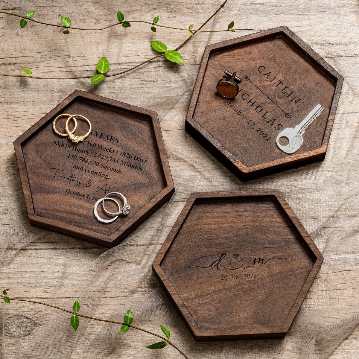 Unique Personalized Wooden Love Hexagon Valet Tray Customized Valet Tray Gifts for Men by Groovy Guy