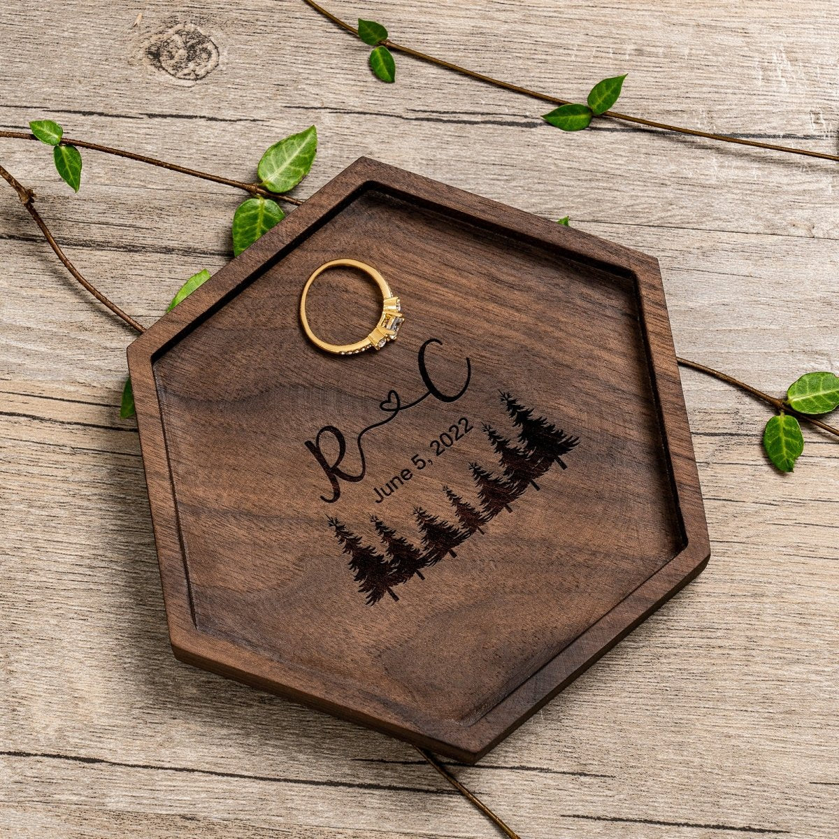 Unique Personalized Wooden Love Hexagon Valet Tray Customized Valet Tray Gifts for Men by Groovy Guy