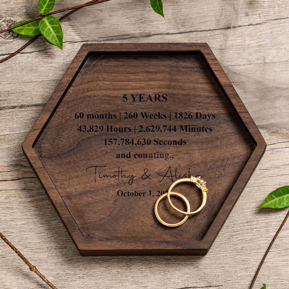 Unique Personalized Wooden Love Hexagon Valet Tray Customized Valet Tray Gifts for Men by Groovy Guy