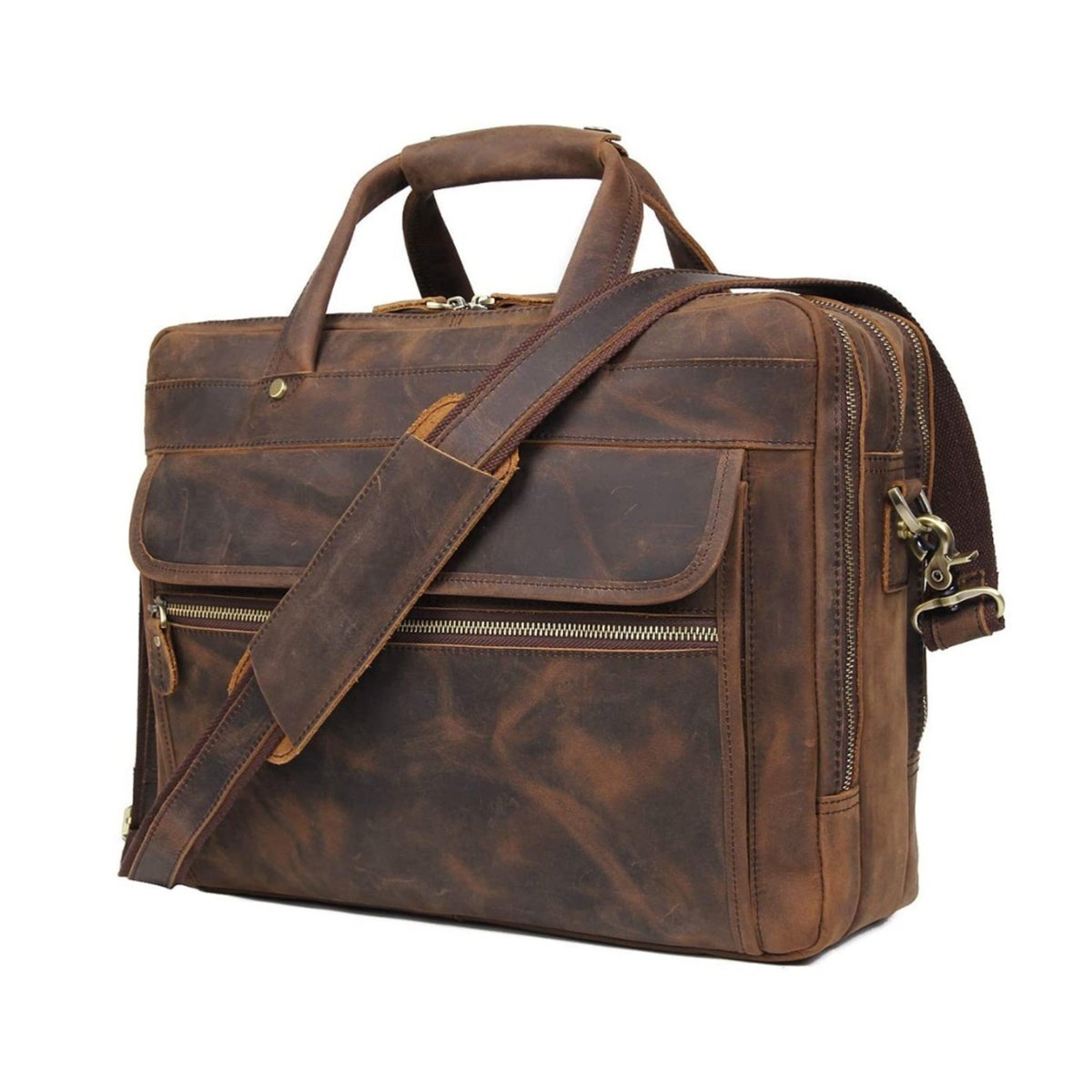 Unique Personalized Crazy Horse Leather Briefcase Customized Briefcases Gifts for Men by Groovy Guy