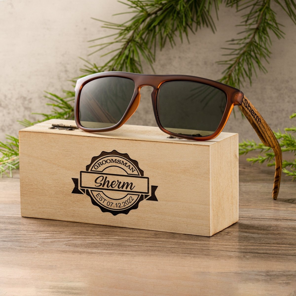 Unique Personalized Forest Wayfarers Customized Sunglasses Gifts for Men by Groovy Guy