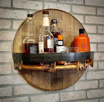 Whiskey Barrel Head Shelf