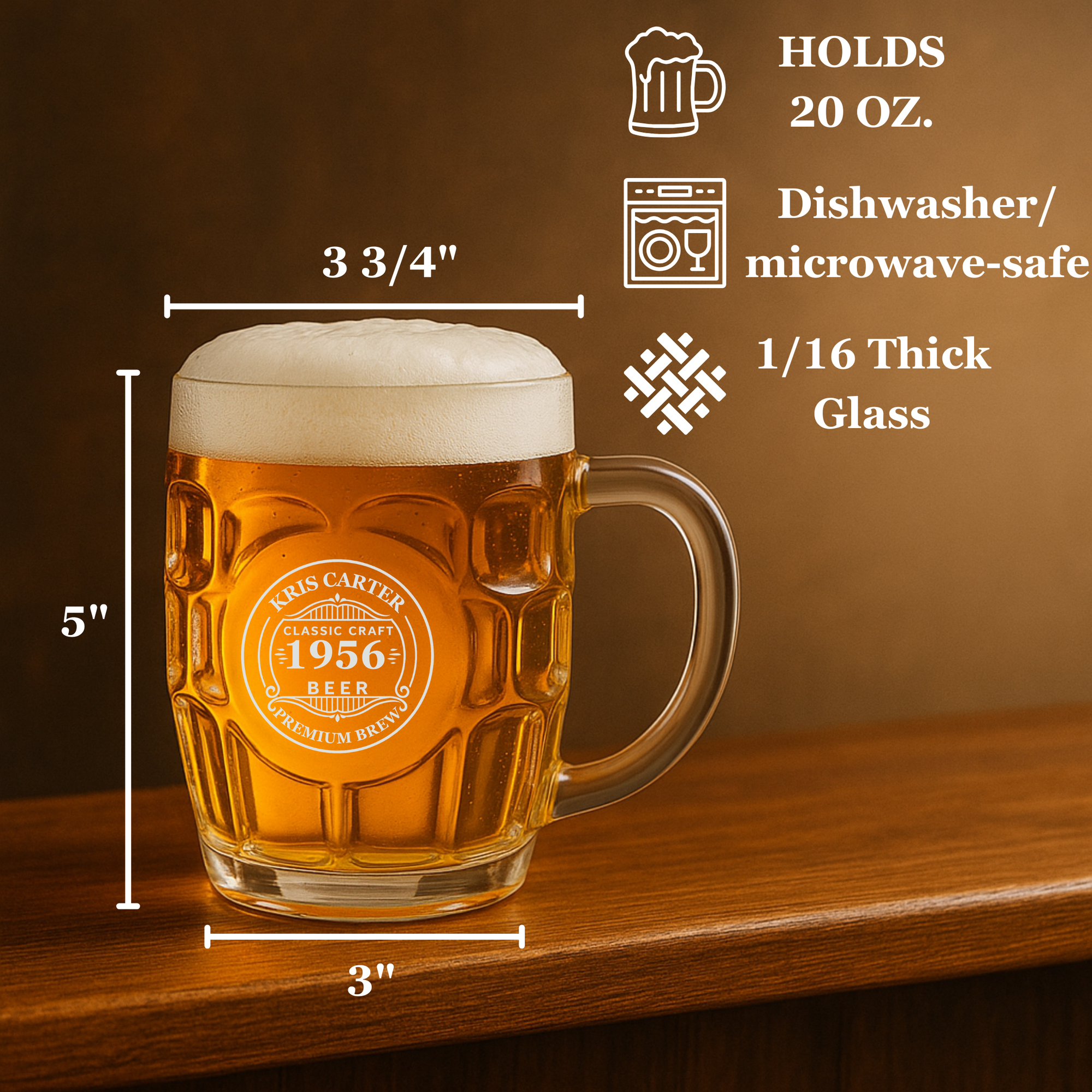 Personalized 20oz Birthday Beer Mug