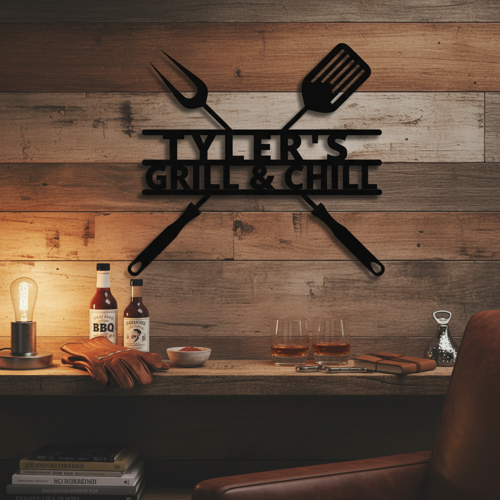 Grill Master Personalized Metal BBQ Sign