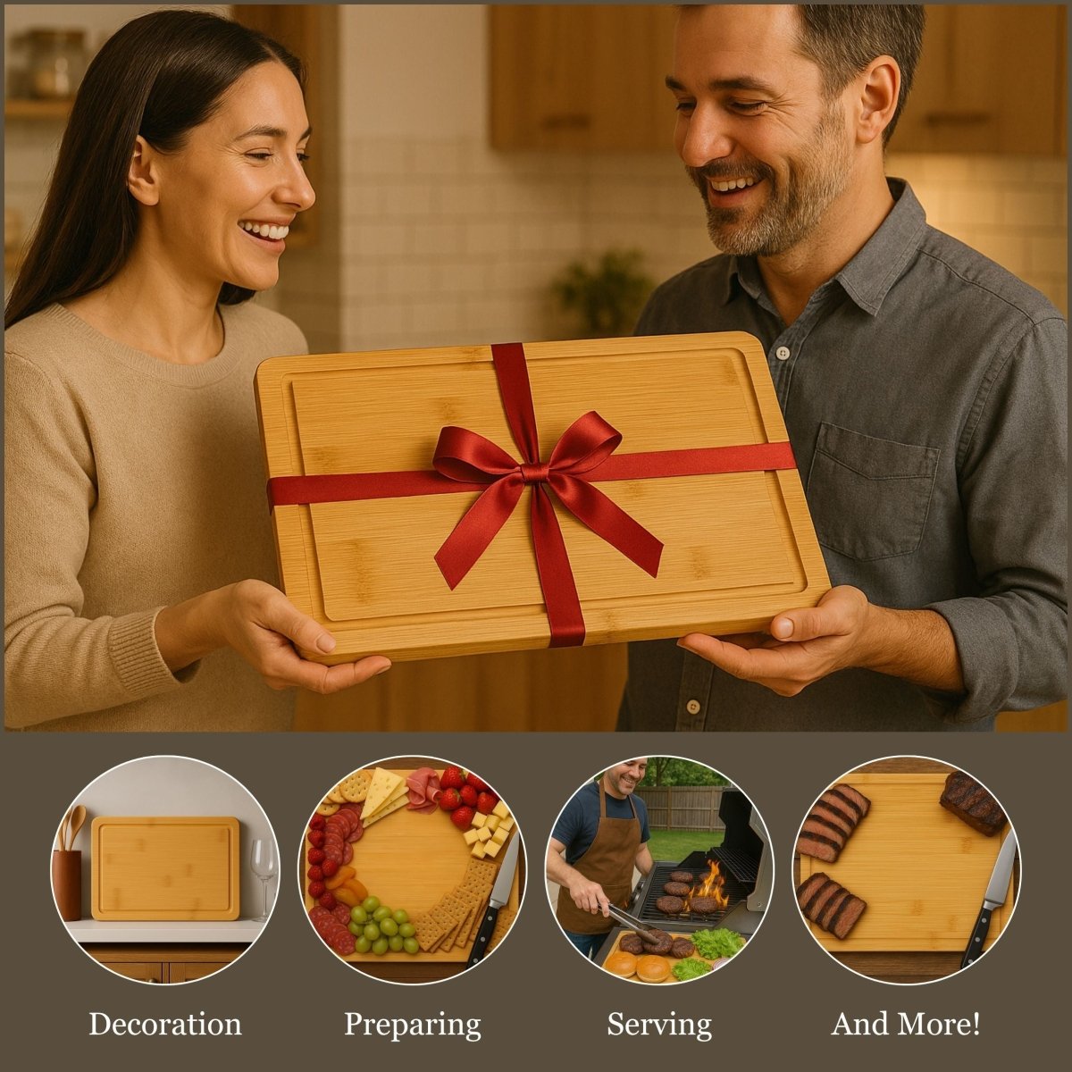 Personalized bamboo cutting board with "Officially Retired" engraving, custom name and year – retirement gift for men