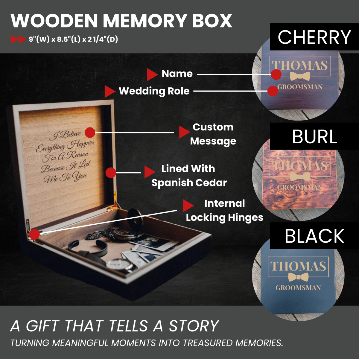 Unique Personalized Classic Groomsman Keepsake Box Customized Gifts for Men by Groovy Guy