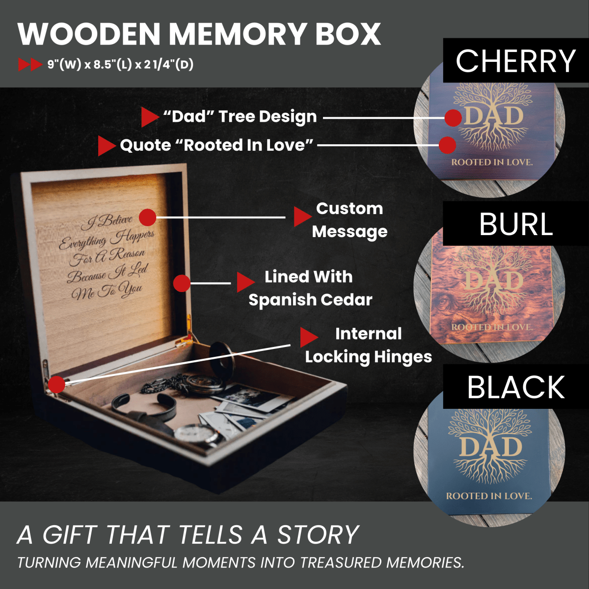 Unique Personalized Dad's Roots Of Love Keepsake Box Customized Gifts for Men by Groovy Guy