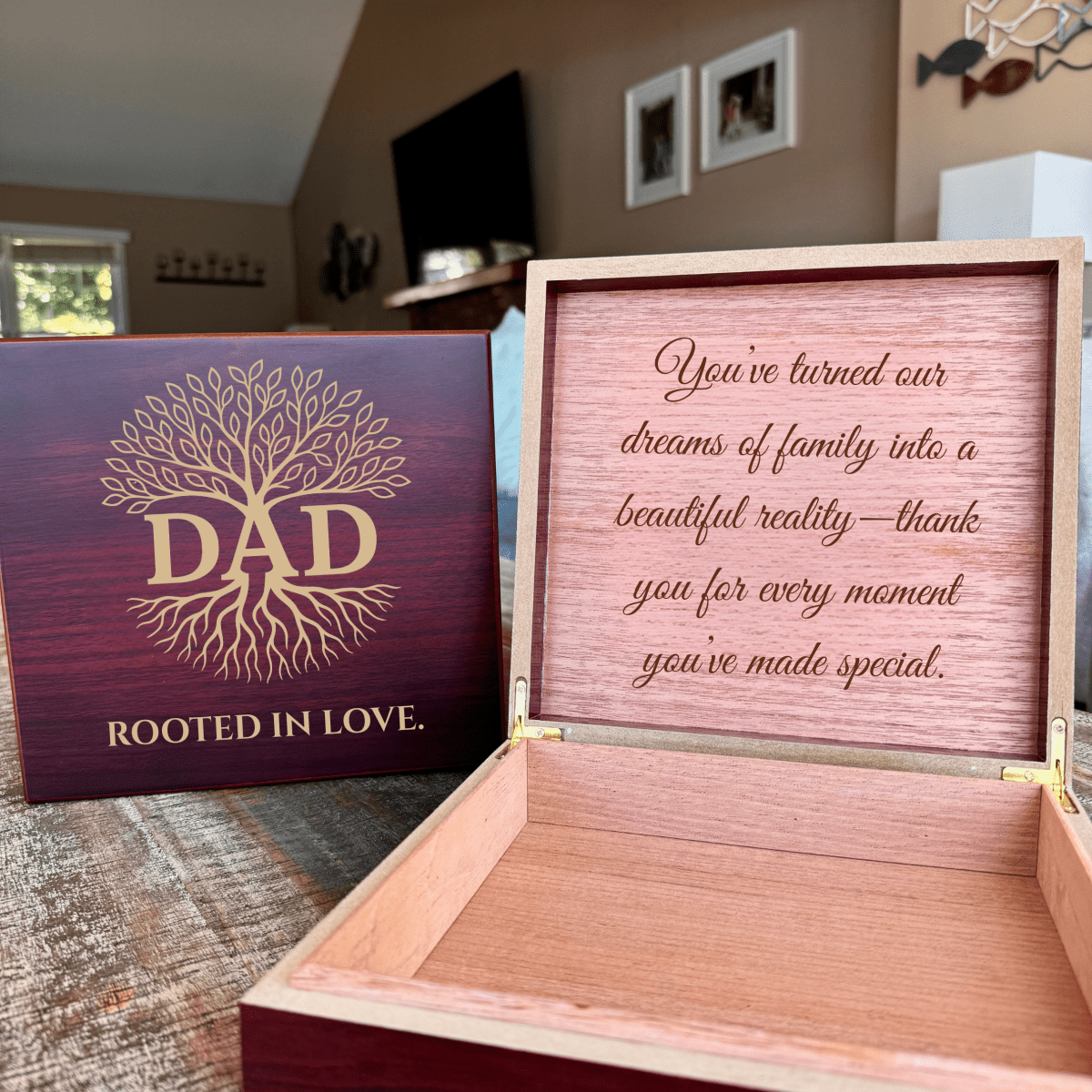 Unique Personalized Dad's Roots Of Love Keepsake Box Customized Gifts for Men by Groovy Guy
