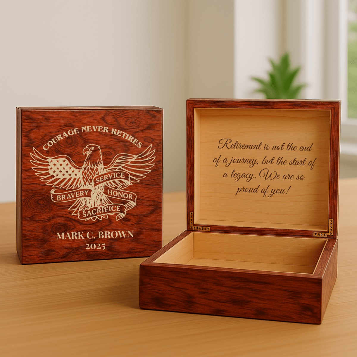 Unique Personalized Military Retirement Keepsake Box Customized Gifts for Men by Groovy Guy