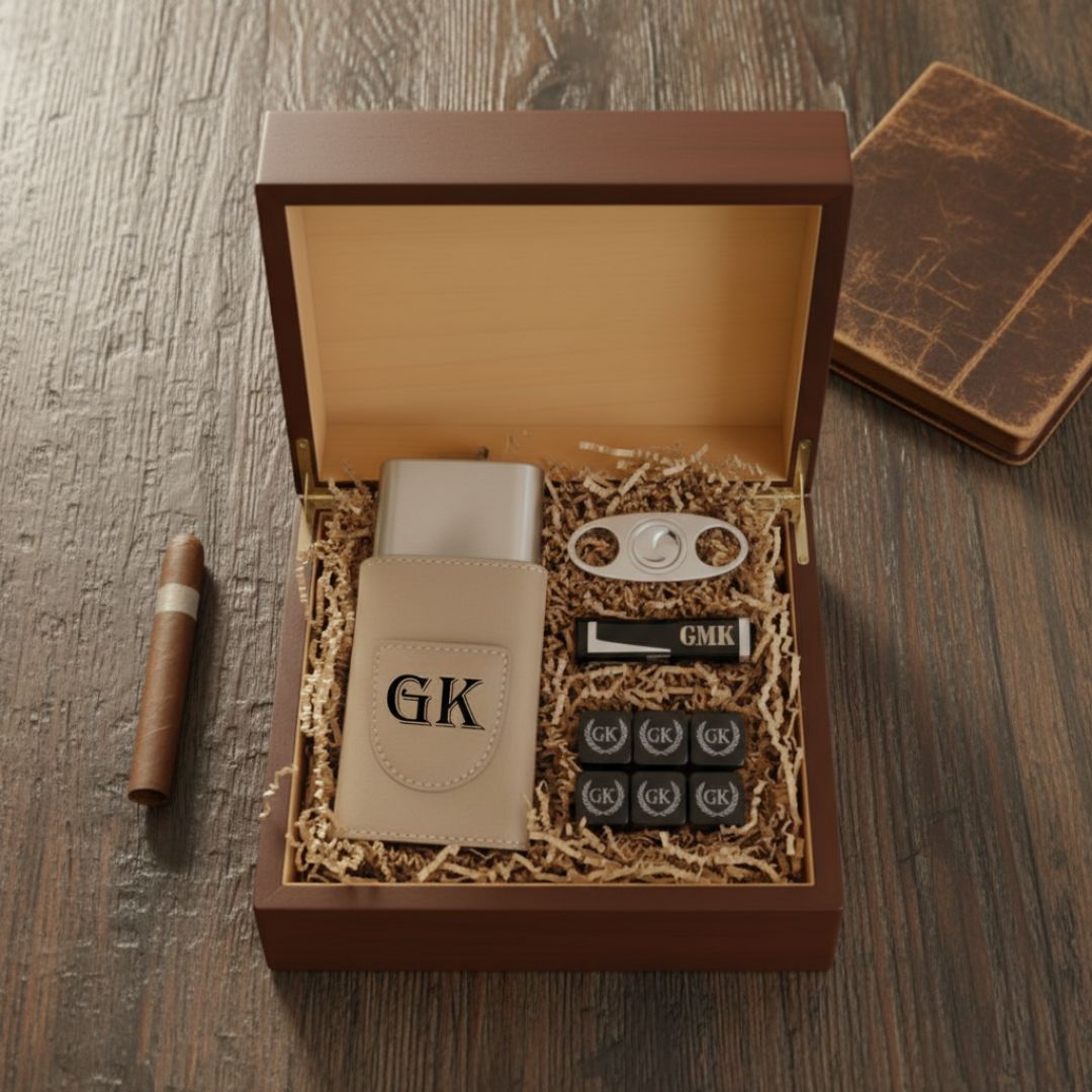 Unique Personalized Chill & Stogie Set Customized Cigar Gifts for Men by Groovy Guy