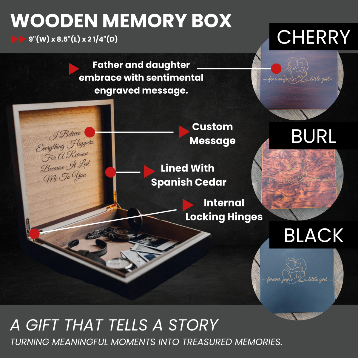 Unique Personalized Father Daughter Keepsake Box Customized Gifts for Men by Groovy Guy