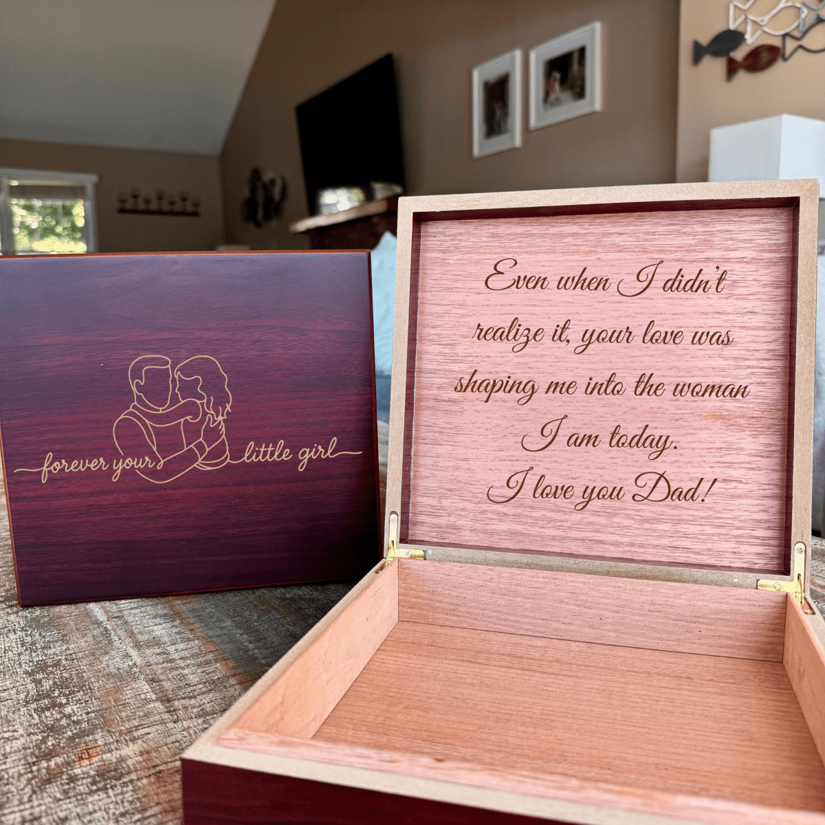 Unique Personalized Father Daughter Keepsake Box Customized Gifts for Men by Groovy Guy