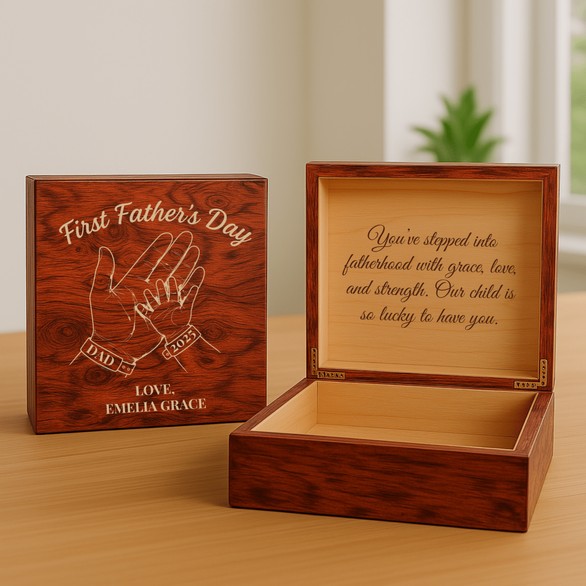 Unique Personalized First Father's Day Keepsake Box Customized Gifts for Men by Groovy Guy
