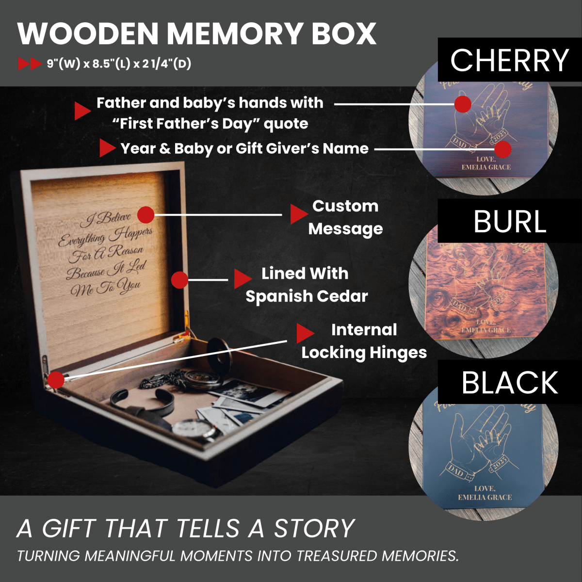 Unique Personalized First Father's Day Keepsake Box Customized Gifts for Men by Groovy Guy