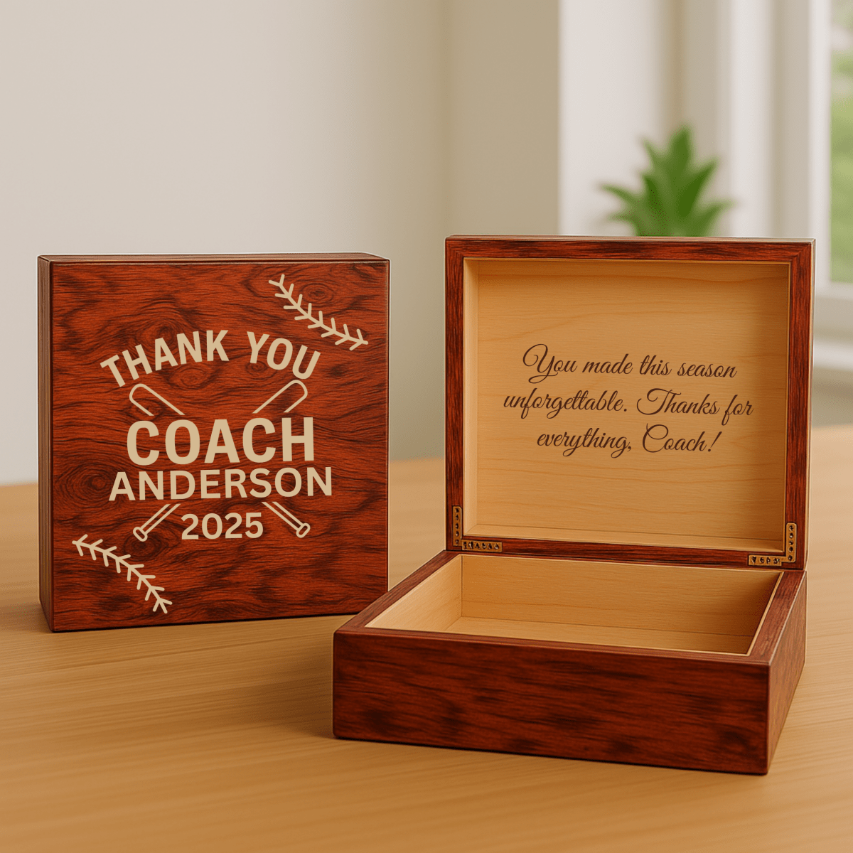 Unique Personalized Baseball Coach Keepsake Box Customized Gifts for Men by Groovy Guy