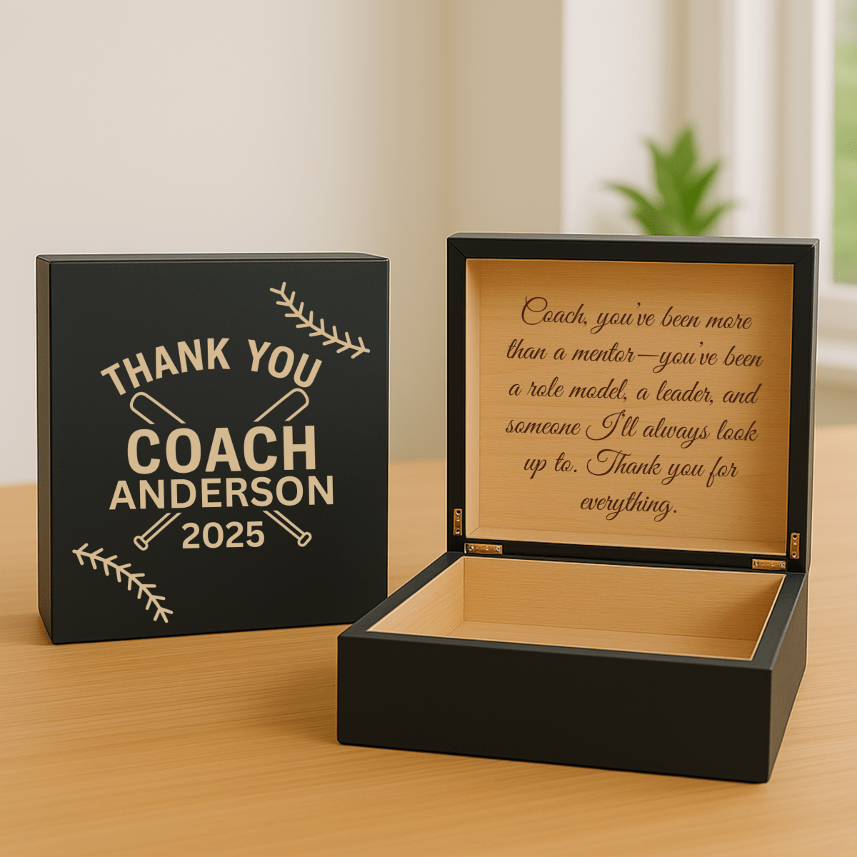 Unique Personalized Baseball Coach Keepsake Box Customized Gifts for Men by Groovy Guy