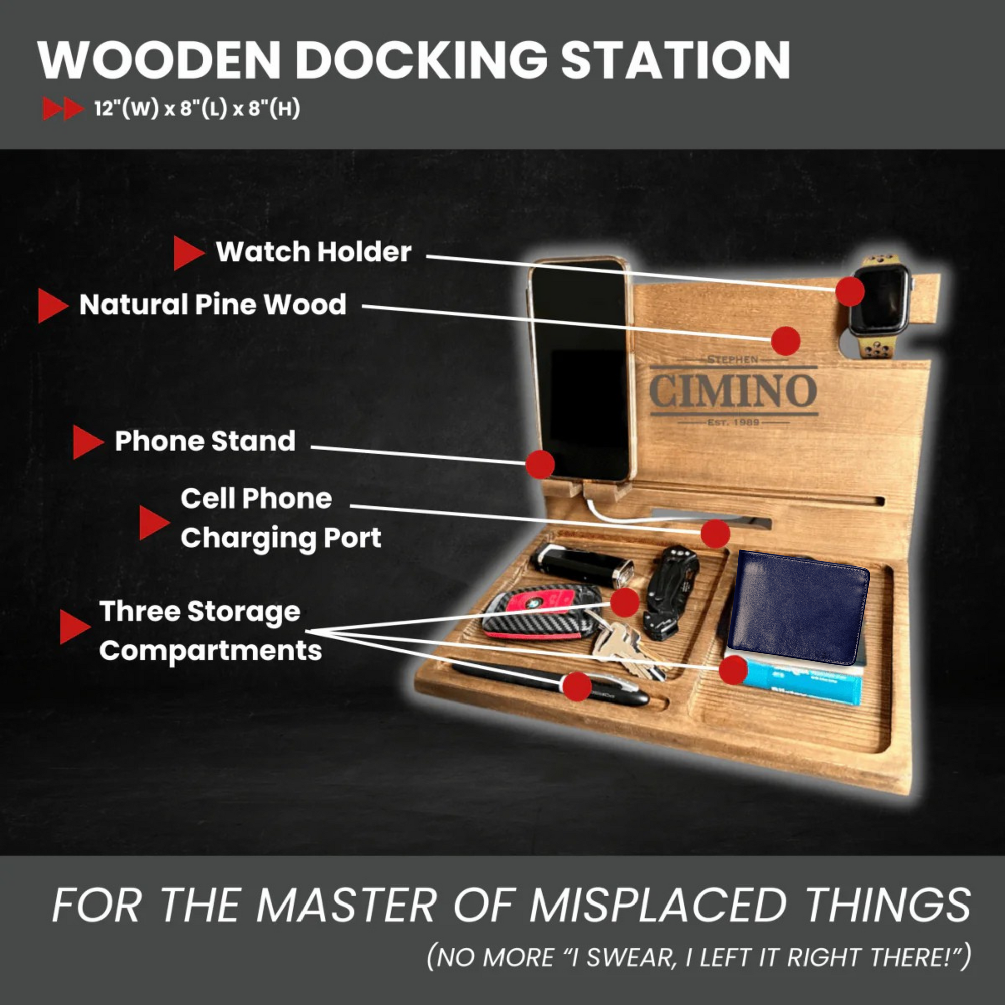 Personalized Wooden Docking Station