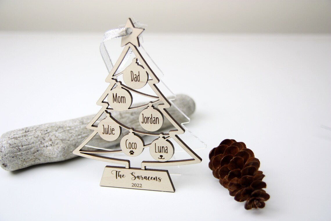 Unique Personalized Personalized Family Tree Christmas Ornaments Customized Holiday Ornaments Gifts for Men by Groovy Guy