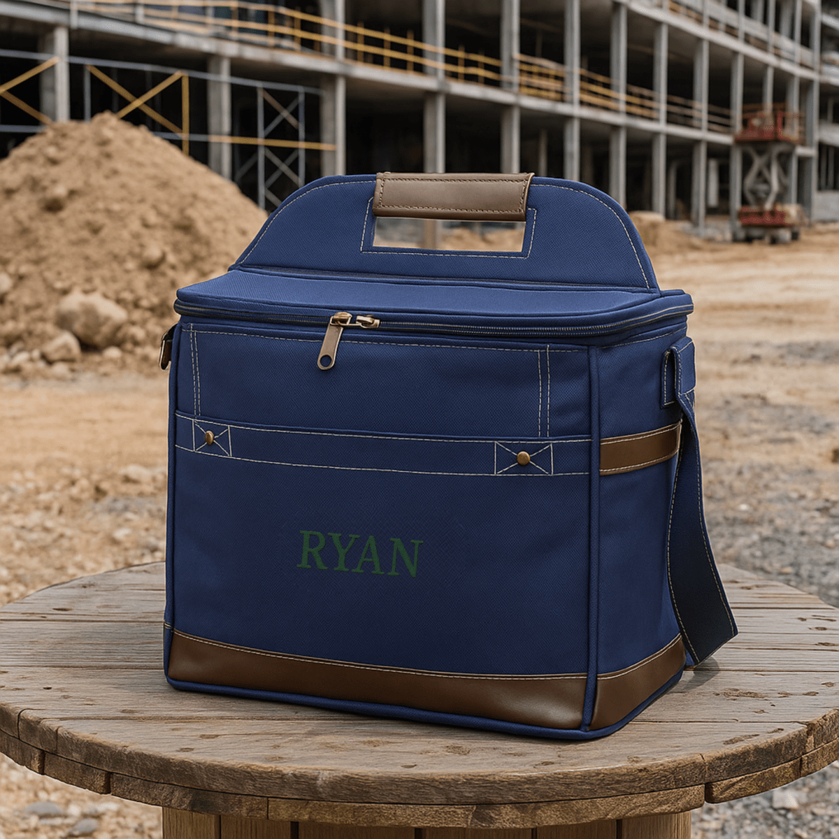 Unique Personalized Rugged Construction Lunch Box Customized Cooler Bag Gifts for Men by Groovy Guy
