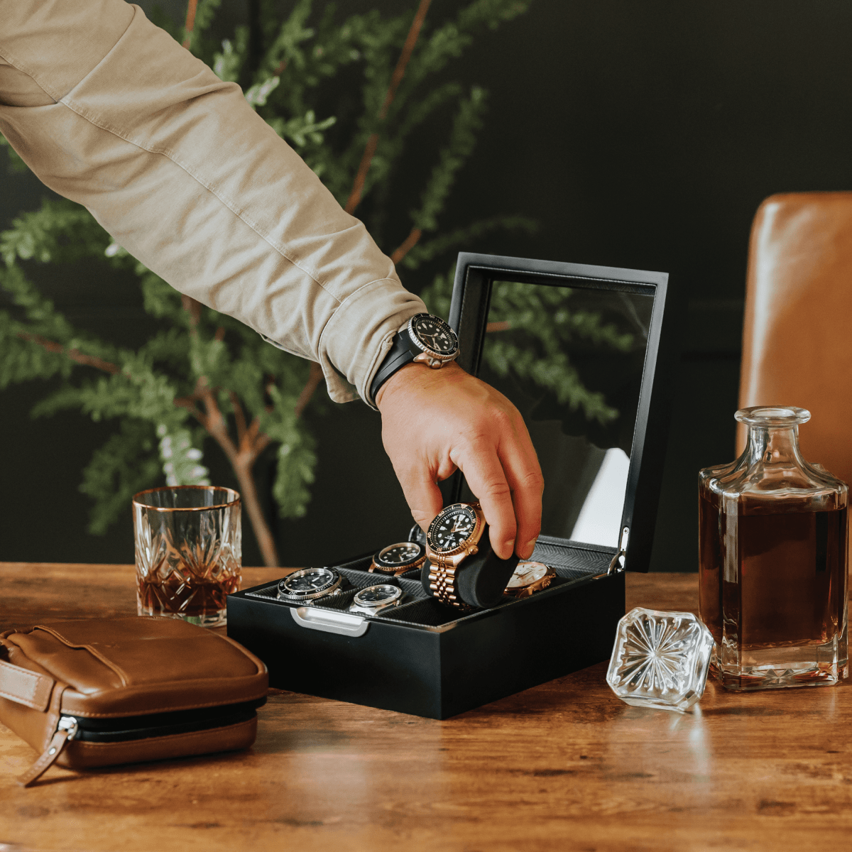 Unique Personalized Modern 2x3 Watch Box - 6 Slot Customized watch box Gifts for Men by Groovy Guy