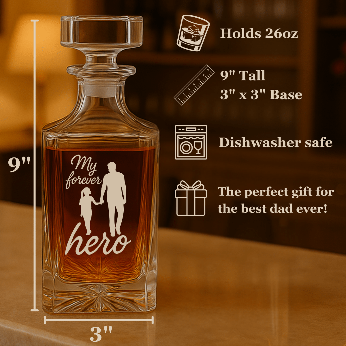 Unique Personalized Father & Daughter Keepsake Decanter Customized fathers day Gifts for Men by Groovy Guy