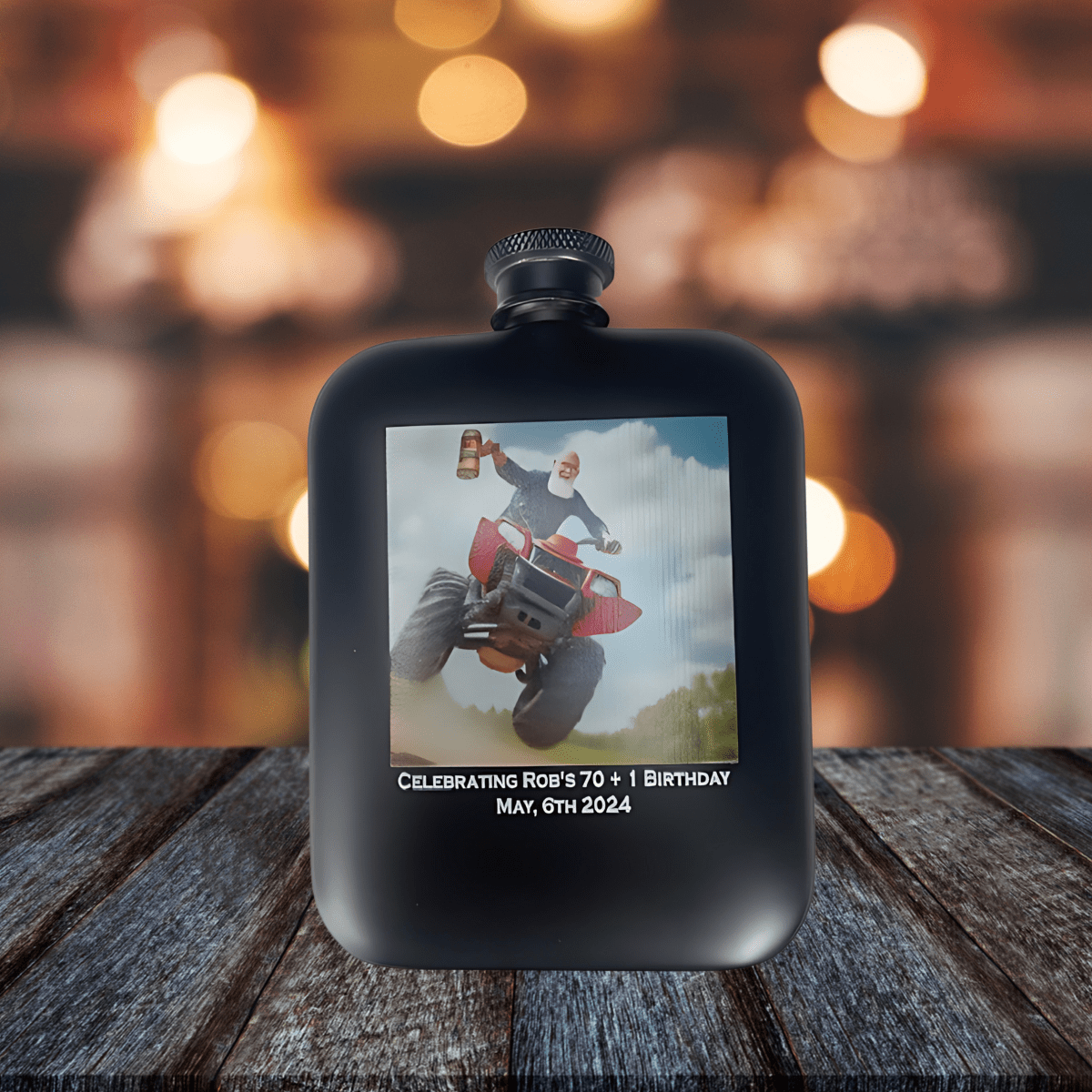 Unique Personalized Custom Photo Flask Customized Birthday Gifts for Men by Groovy Guy