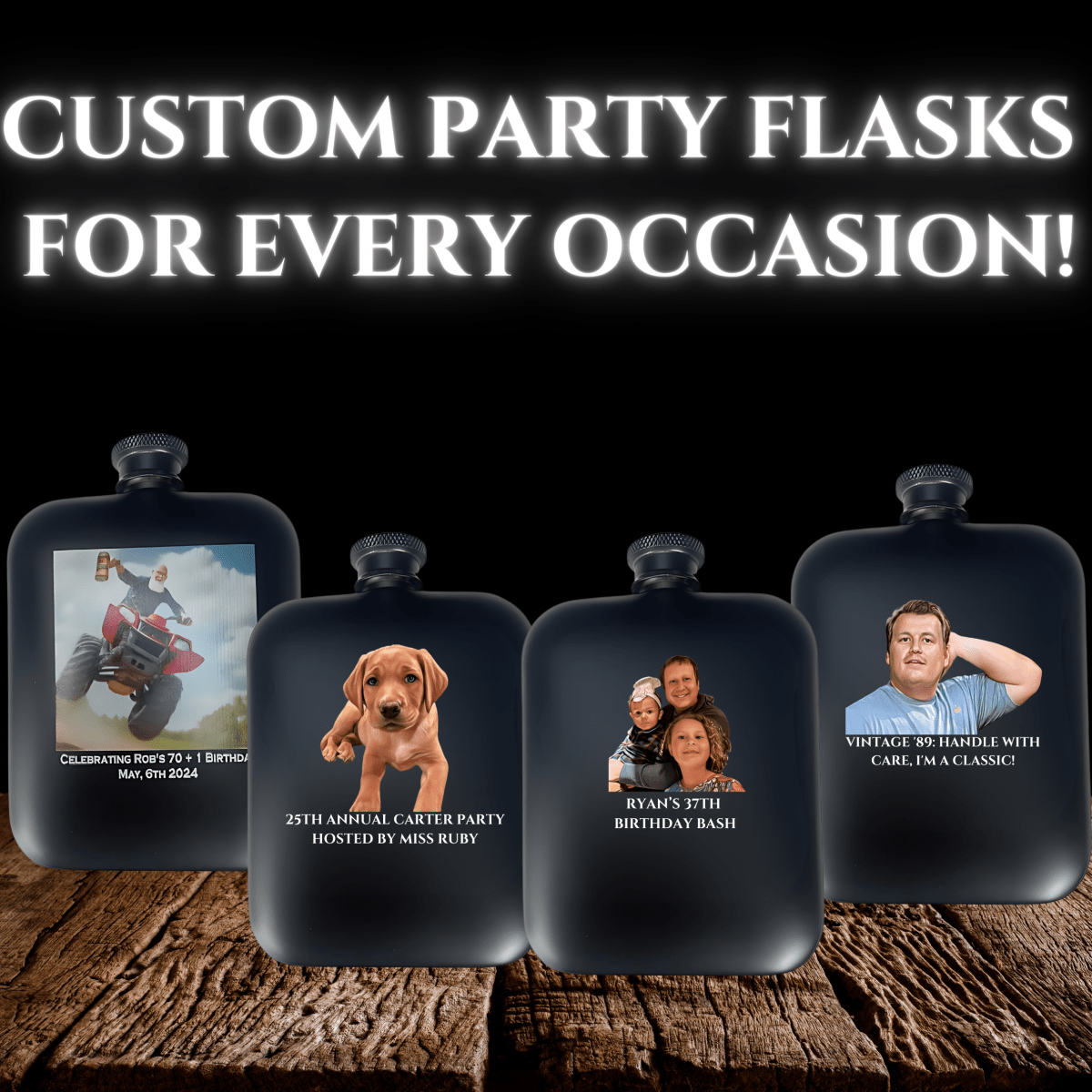 Unique Personalized Custom Photo Flask Customized Birthday Gifts for Men by Groovy Guy