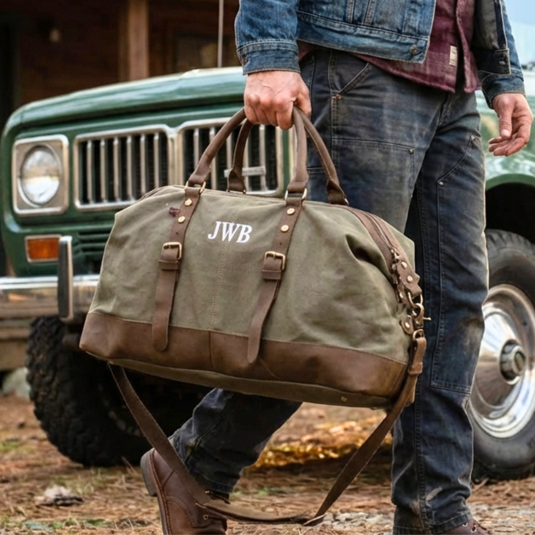 Workhorse Personalized Weekender Bag Green / Ivory