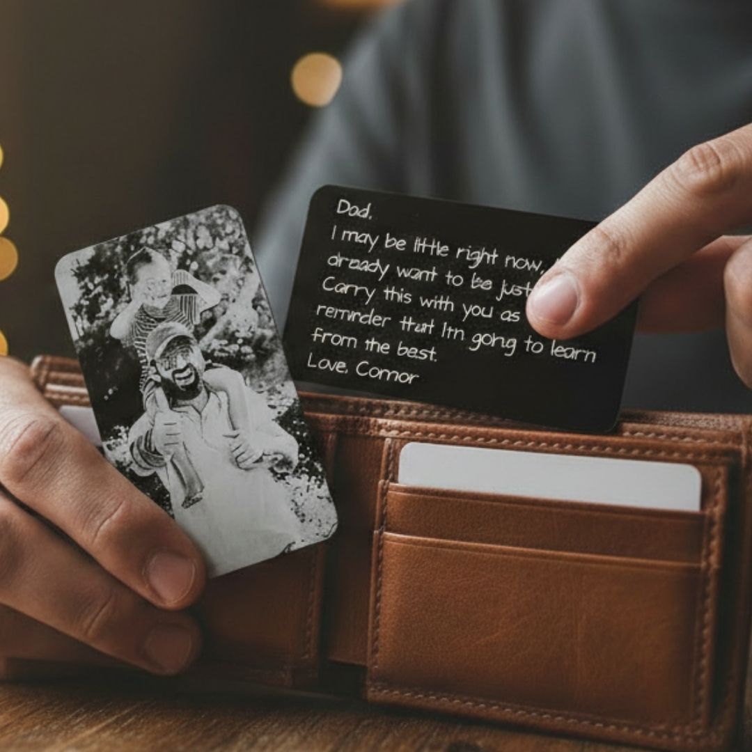 Engraved Picture Wallet Insert with Custom Photo and Message