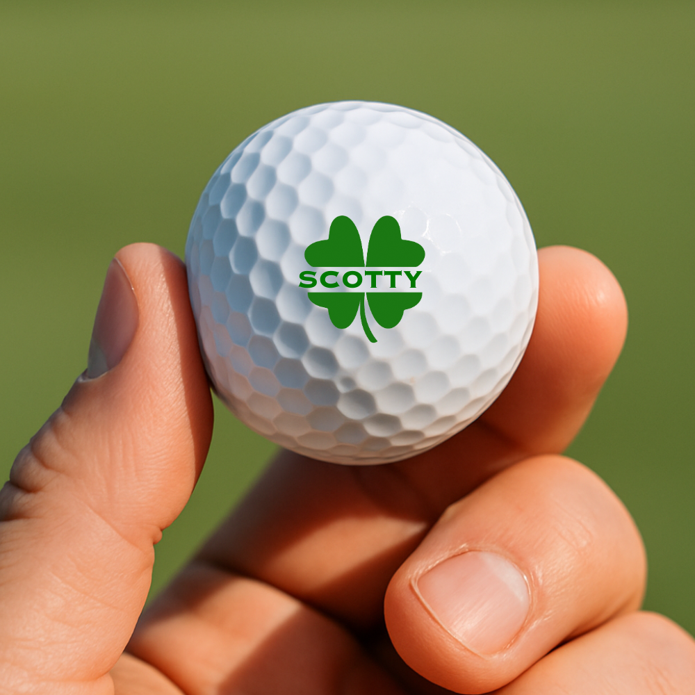 Custom shamrock golf balls with names – personalized gift for golfers